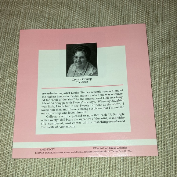 NEW “A SNUGGLE WITH TWEETY” #93023 ASHTON-DRAKE - ORIGINAL BOX & COA - Picture 5 of 17